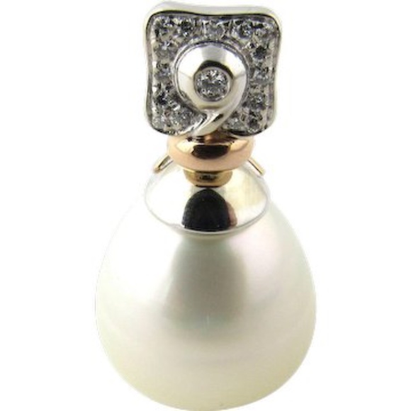 Vintage 18 Karat Yellow and White Gold Diamond and Pearl Pendant #2268 - Picture 1 of 5